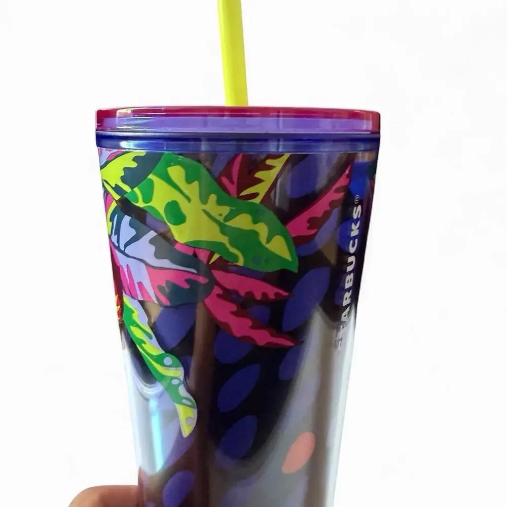 Starbucks Summer 2023 Blue Hawaii Floral Hibiscus Cold Cup Tumbler Venti 24 oz